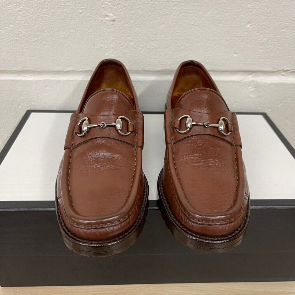 GUCCI Women's Loafers Horsebit Brown Slip On Leather Sizes 6.5 B/EU 36.5